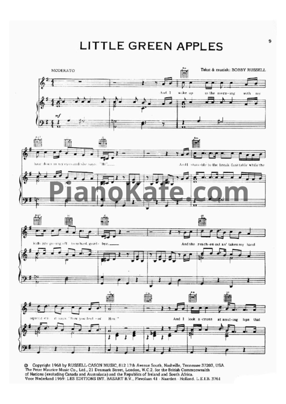 Ноты Frank Sinatra - Little green apples - PianoKafe.com