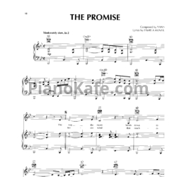 Ноты Yanni - The promise - предпросмотр