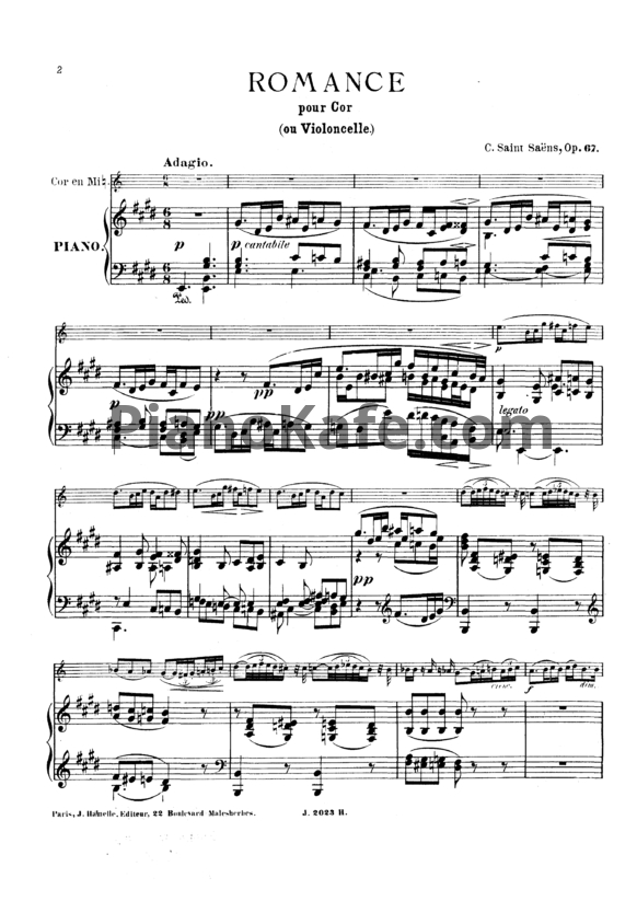 Ноты Камиль Сен-Санс - Романс для валторны и фортепиано (Op. 67) - PianoKafe.com