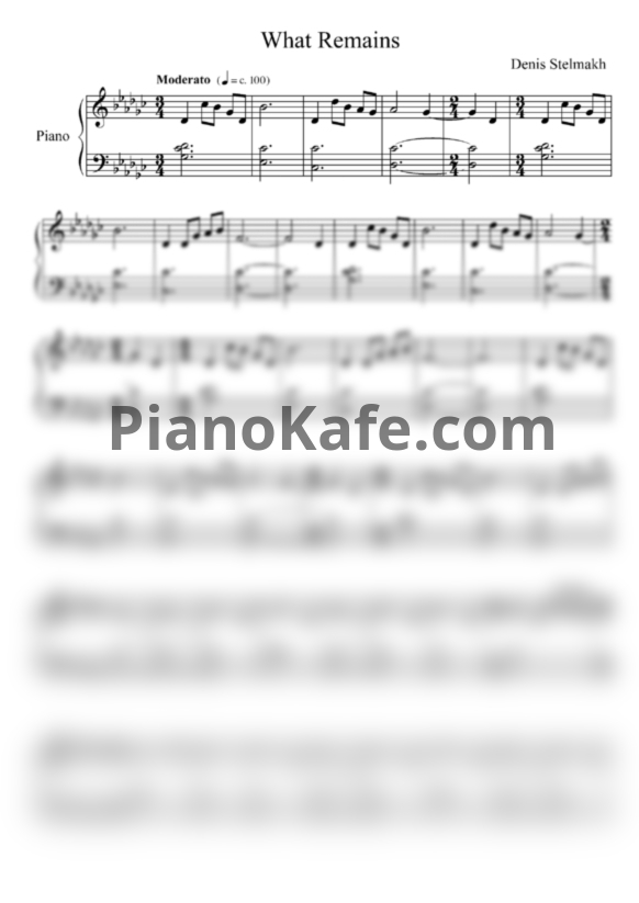 Ноты Denis Stelmakh - What remains - PianoKafe.com