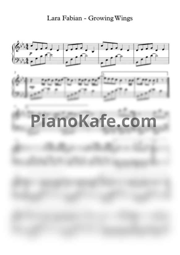 Ноты Lara Fabian - Growing wings (Аранжировка) - PianoKafe.com