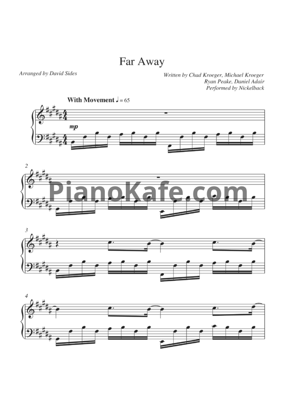 Ноты Nickelback - Far away - PianoKafe.com