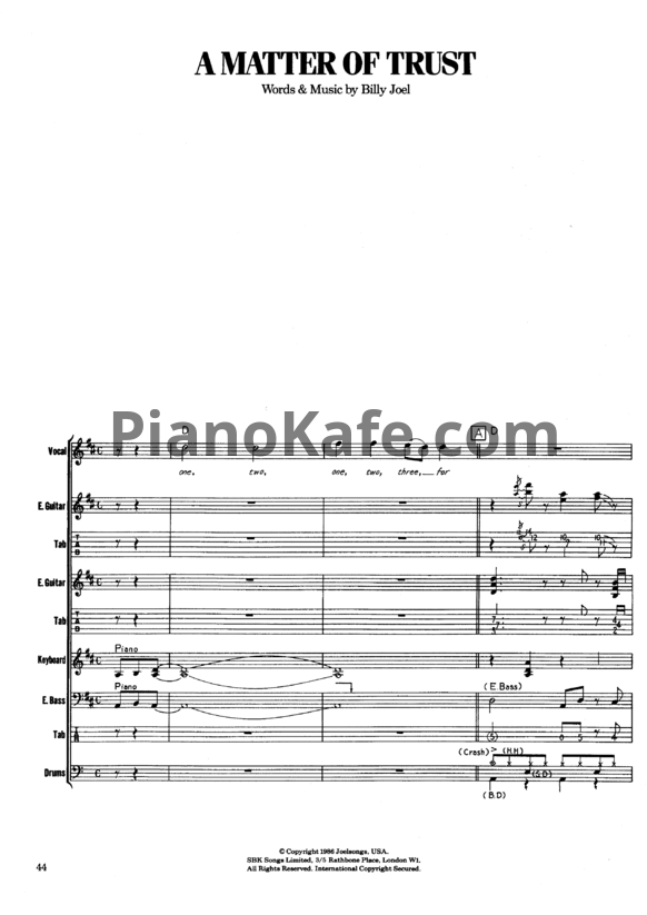 Ноты Billy Joel - A matter of trust (Партитура) - PianoKafe.com