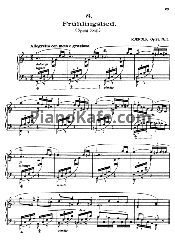 Ноты К. Жерульф - Весенняя песня (Op. 28, №5) - PianoKafe.com