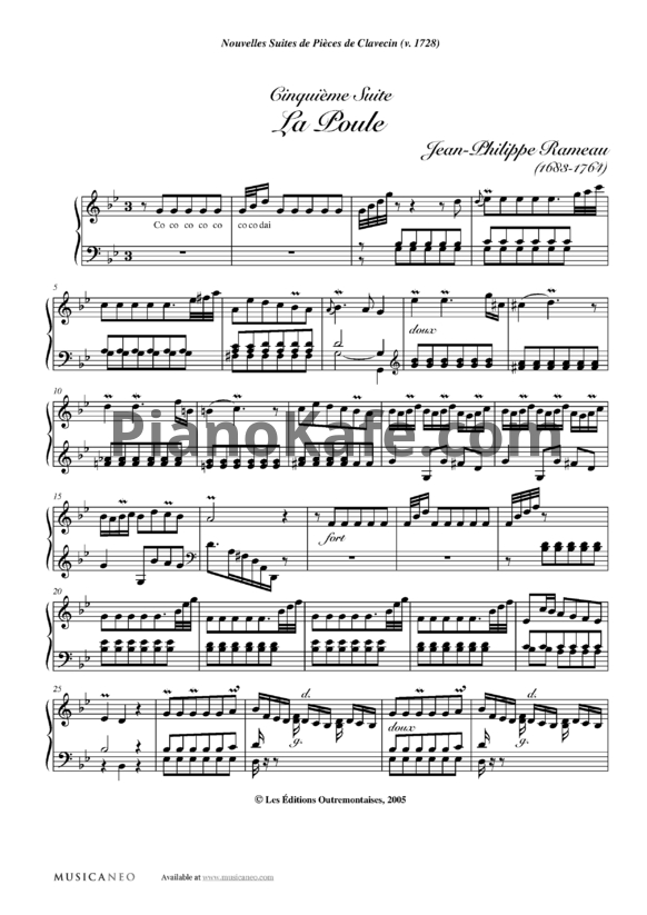 Ноты Жан-Филипп Рамо - Сюита "La Poule" - PianoKafe.com