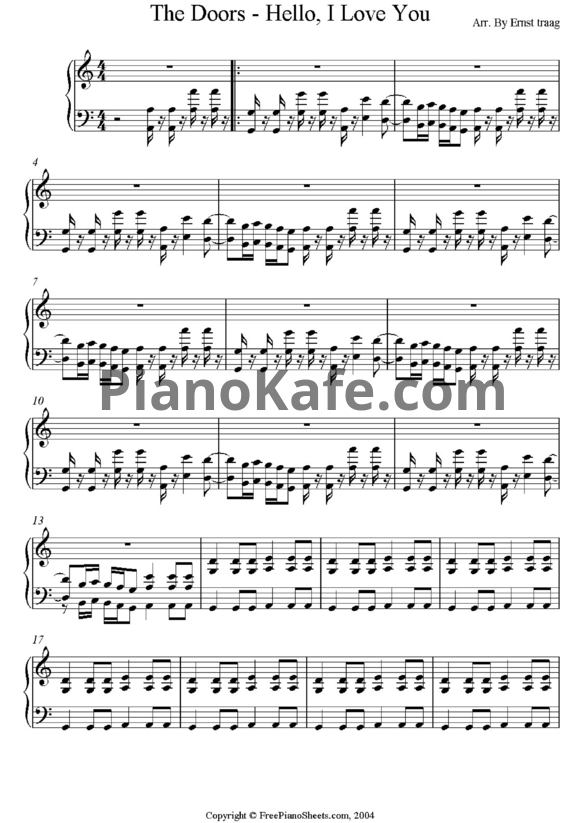 Ноты The Doors - Hello, I love you - PianoKafe.com
