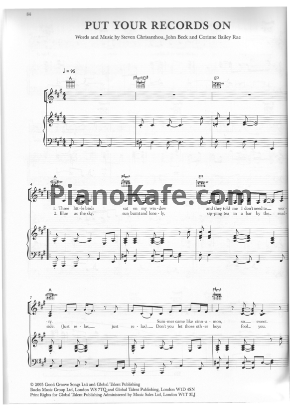 Ноты Corinne Bailey Rae - Put your records on - PianoKafe.com