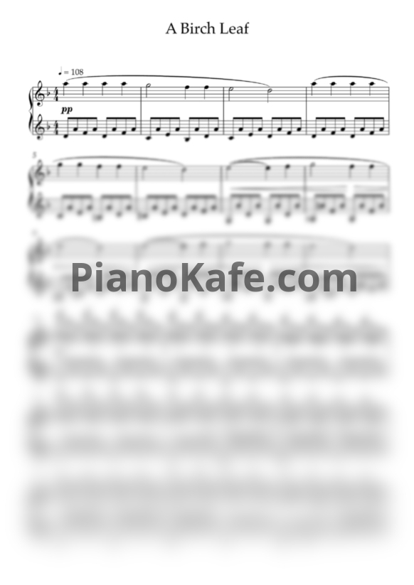 Ноты Ilya Beshevli - A birch leaf - PianoKafe.com