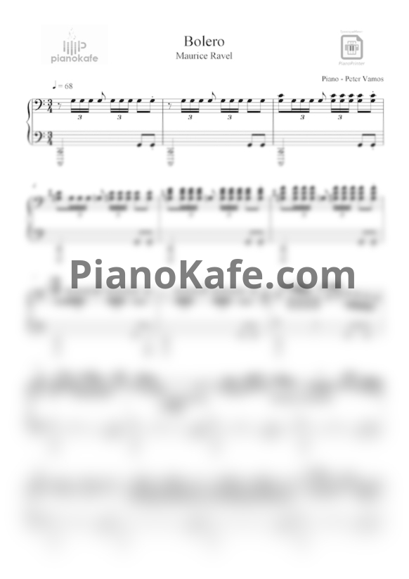 Ноты Maurice Ravel - Bolero - PianoKafe.com