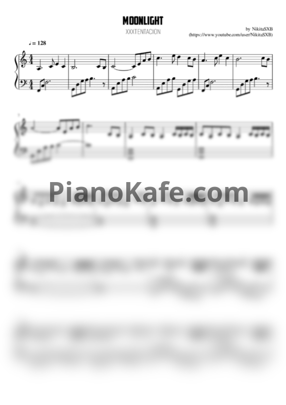 Ноты XXXTENTACION - Moonlight (Версия 2) - PianoKafe.com
