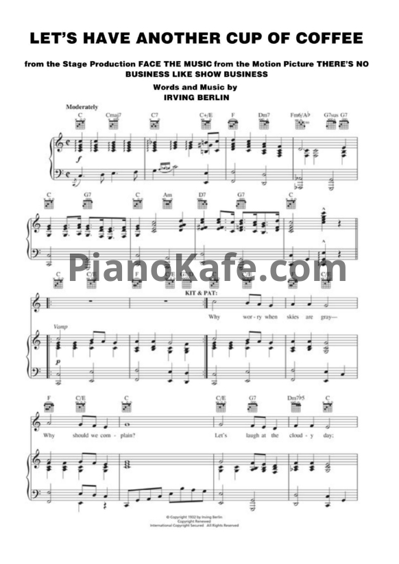 Ноты Irving Berlin - Let's have another cup of coffee - PianoKafe.com