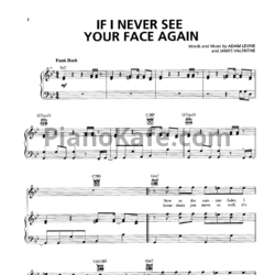 Ноты Maroon 5 feat. Rihanna - If I never see your face again - предпросмотр