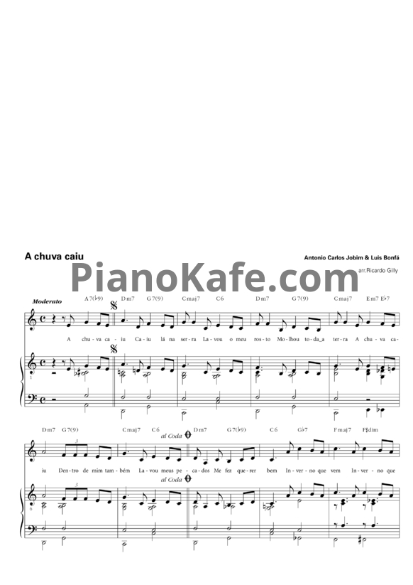 Ноты Antonio Carlos Jobim & Luis Bonfá - A chuva caiu - PianoKafe.com
