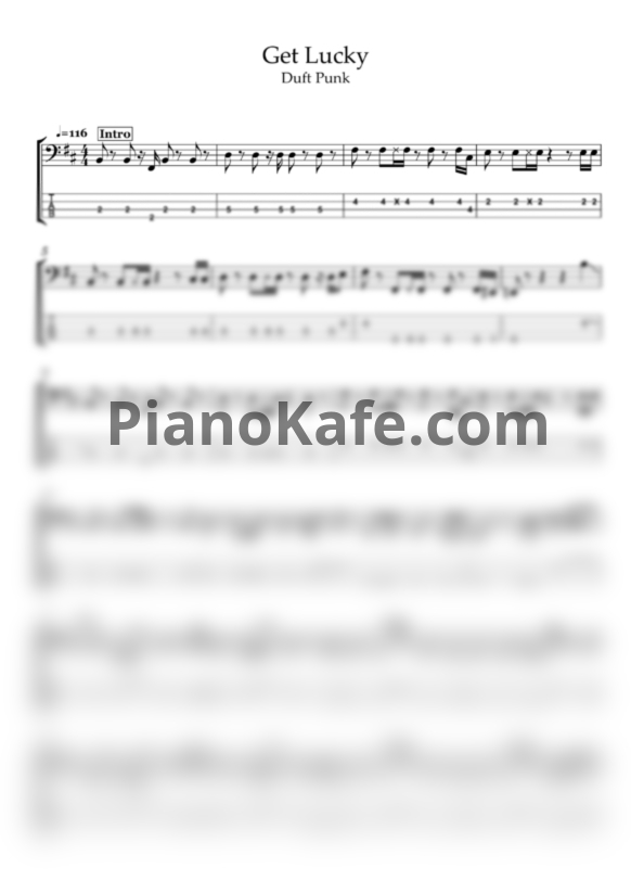 Ноты Daft Punk feat. Pharrell Williams - Get Lucky (Переложение для бас-гитары) - PianoKafe.com