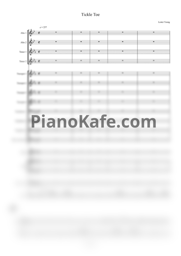 Ноты Lester Young - Tickle toe (Партитура и партии) - PianoKafe.com