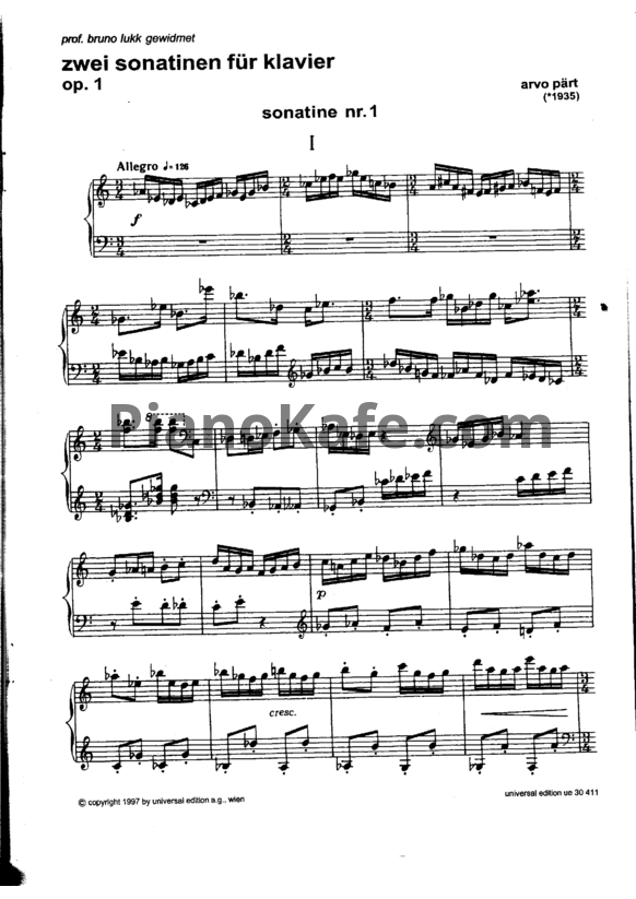 Ноты Арво Пярт - Две сонатины (Op. 1) - PianoKafe.com