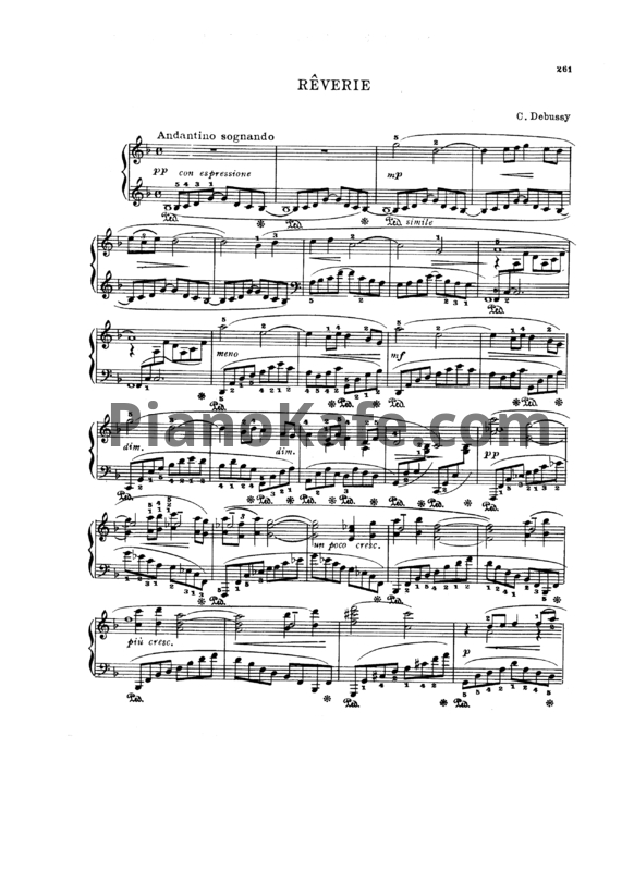 Ноты Claude Debussy - Reverie - PianoKafe.com