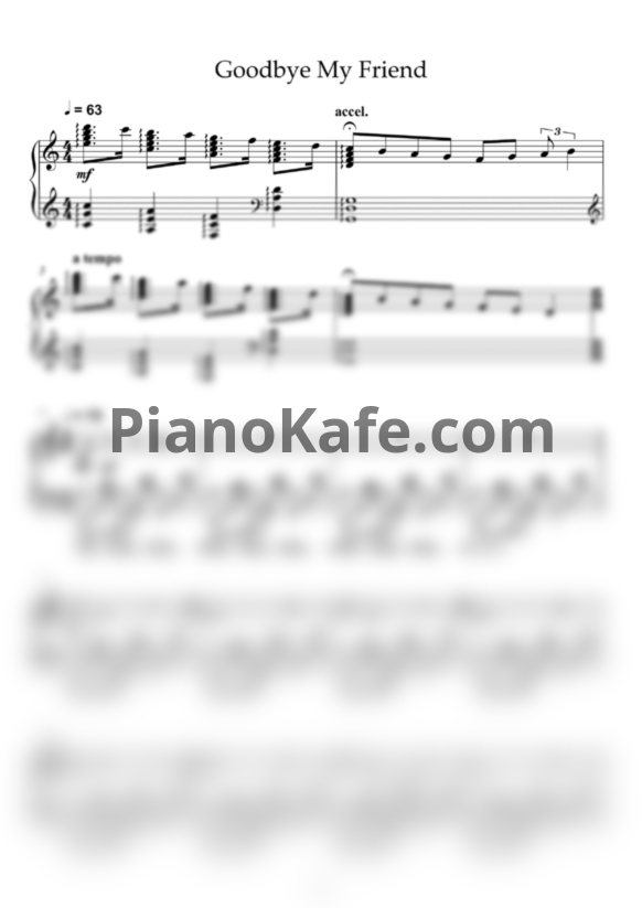 Ноты Ilya Beshevli - Goodbye my friend - PianoKafe.com