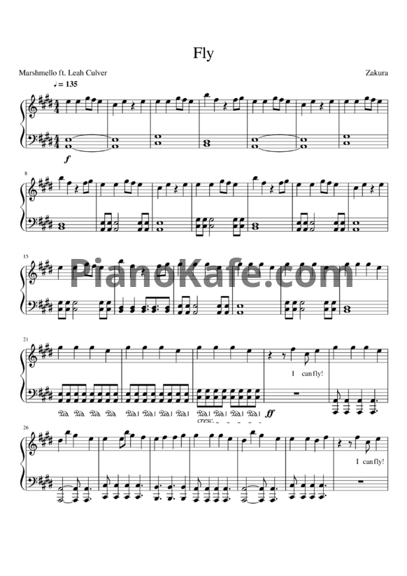 Ноты Marshmello - Fly - PianoKafe.com