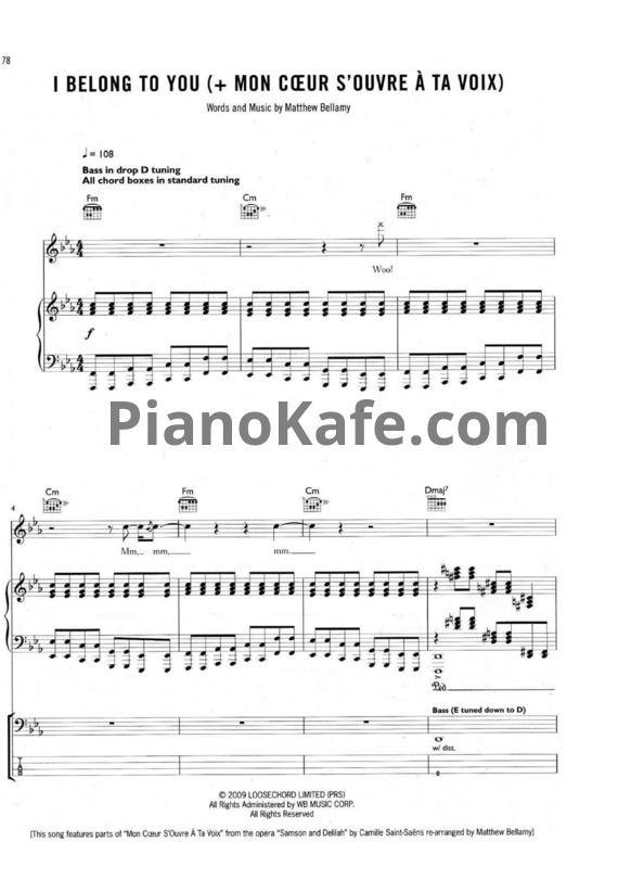 Ноты Muse - I belong to you (official version) - PianoKafe.com