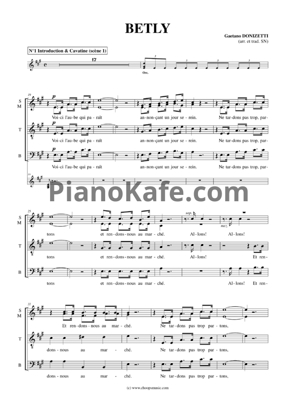 Ноты Gaetano Donizetti - Betly - PianoKafe.com