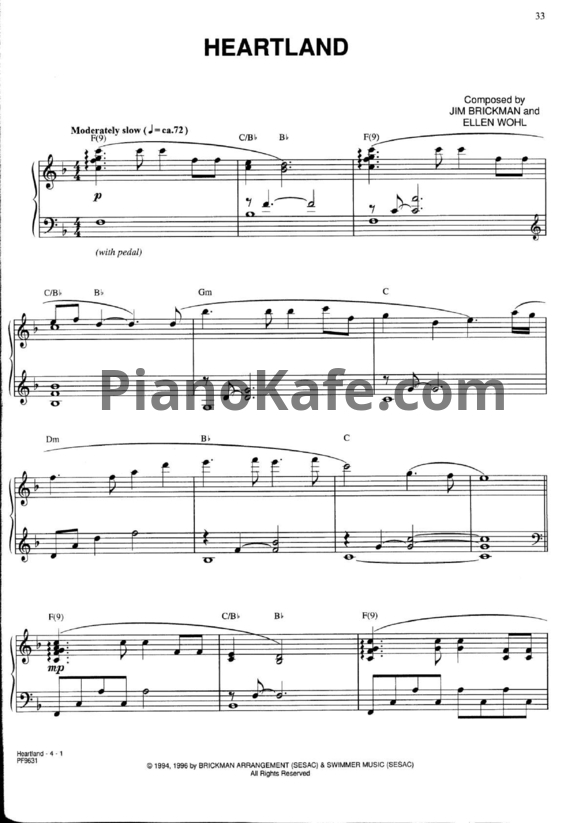Ноты Jim Brickman - Heartland - PianoKafe.com