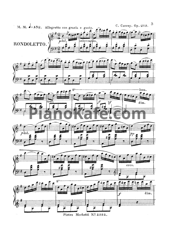 Ноты Карл Черни - Блестящий и легкий дивертисмент (Op. 209) - PianoKafe.com