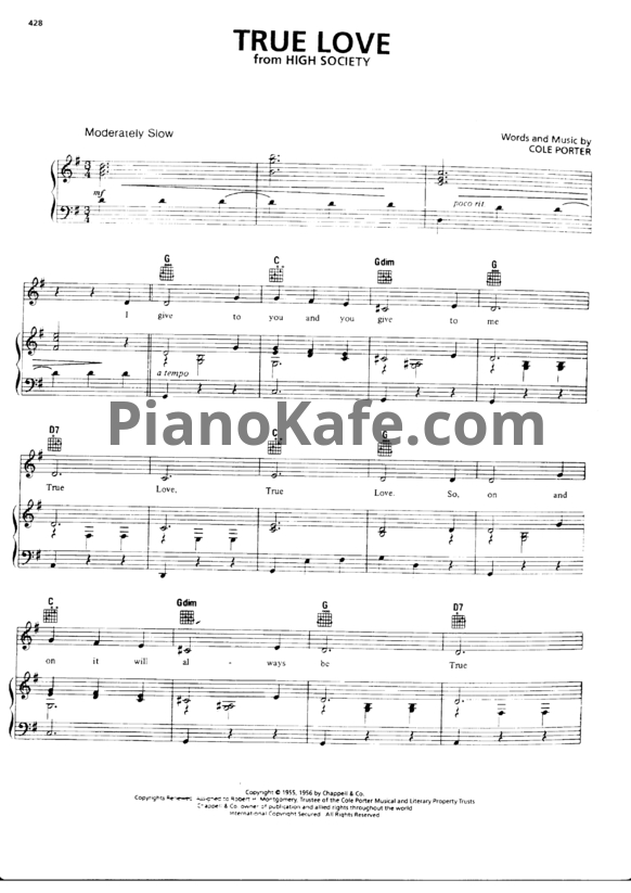 Ноты Cole Porter - True love (Версия 2) - PianoKafe.com