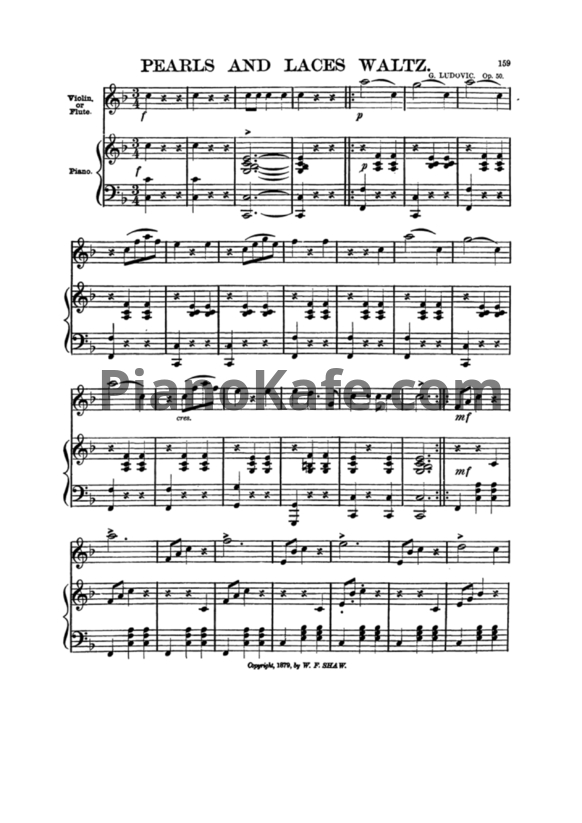 Ноты Л. Гоббартс - Жемчуга и кружева. Вальс для фортепиано (Op. 50) - PianoKafe.com