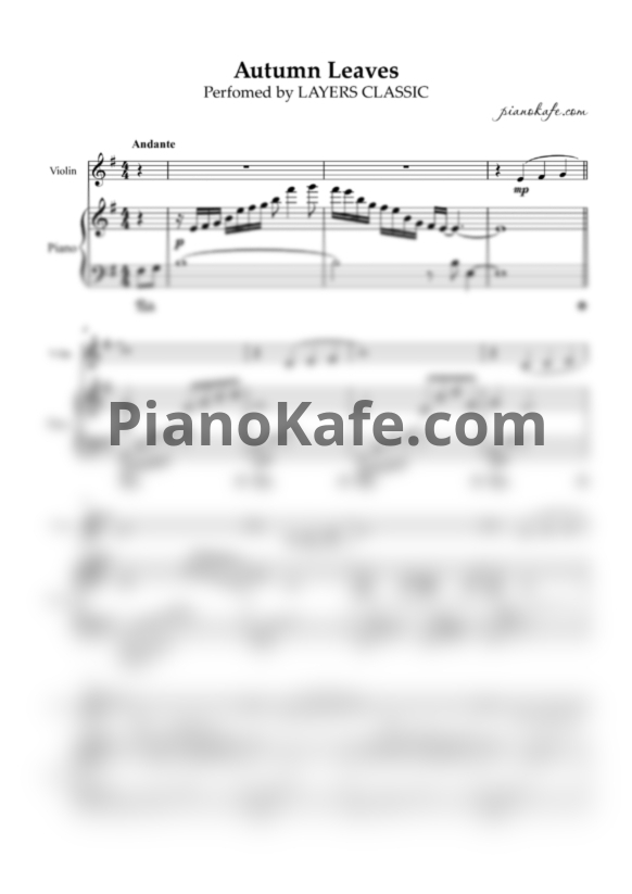 Ноты LAYERS CLASSIC - Autumn leaves (для скрипки и фортепиано) - PianoKafe.com