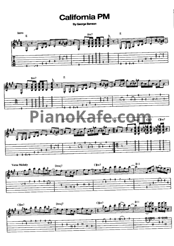 Ноты George Benson - California PM - PianoKafe.com