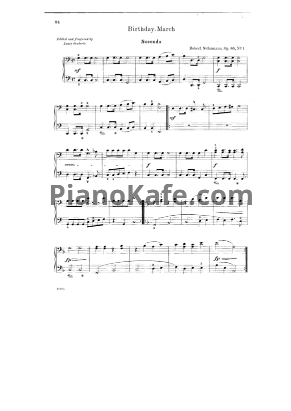 Ноты Роберт Шуман - Birthday-march (Op. 85,№1) для фортепиано в 4 руки - PianoKafe.com