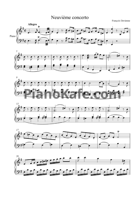Ноты Франсуа Девьен - Концерт для флейты с оркестром №9 ми минор - PianoKafe.com