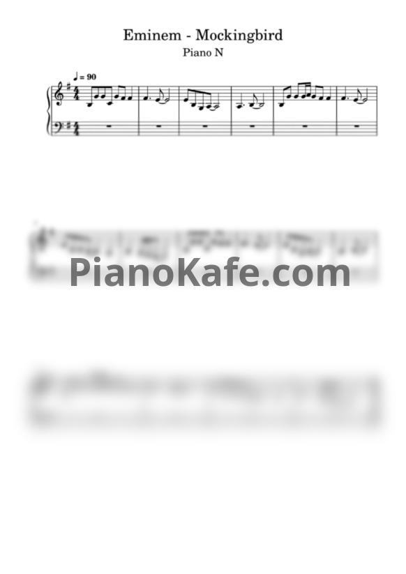 Ноты Eminem - Mockingbird (Легкая версия) - PianoKafe.com