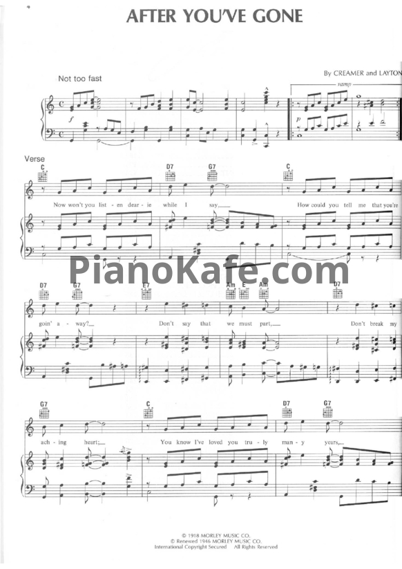 Ноты Henry Creamer and Turner Layton - After you've gone - PianoKafe.com