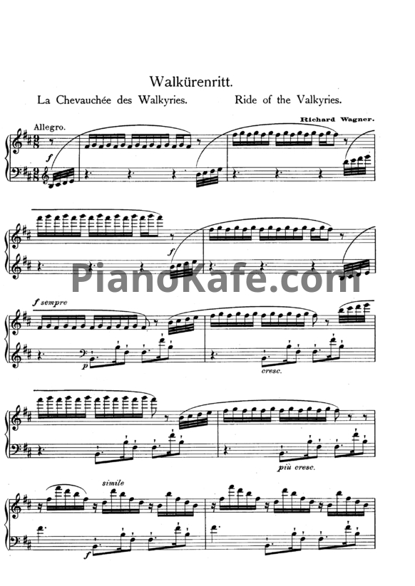 Ноты Рихард Вагнер - Walkurenritt - PianoKafe.com