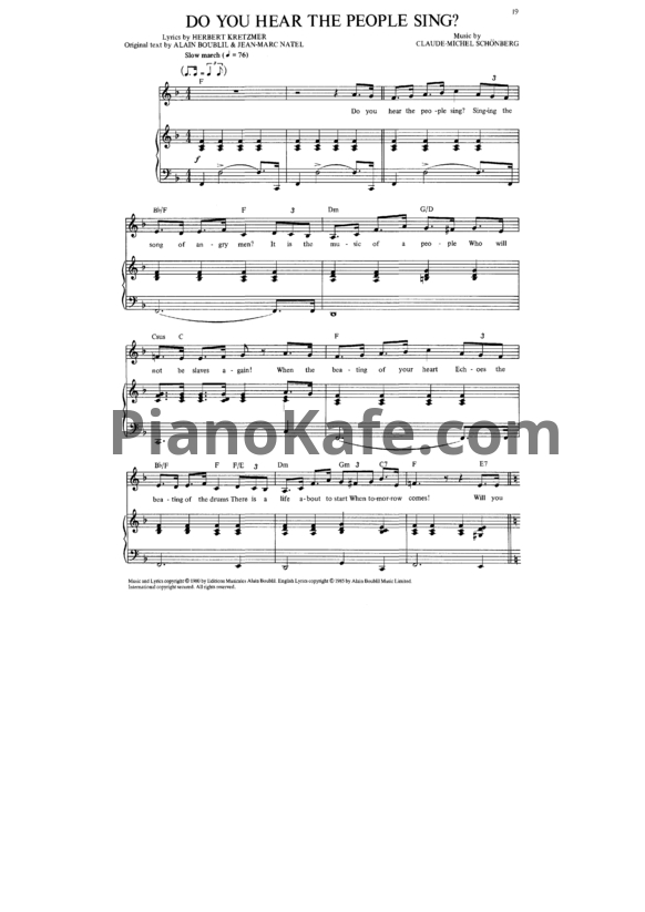 Ноты Claude-Michel Schonberg - Do you hear the people sing - PianoKafe.com