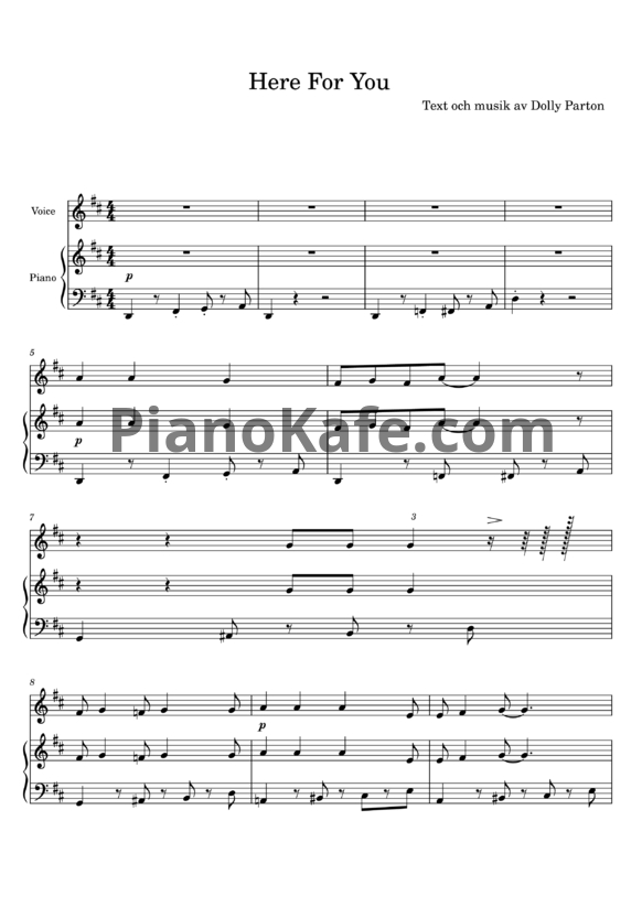 Ноты Dolly Parton - Here for you - PianoKafe.com