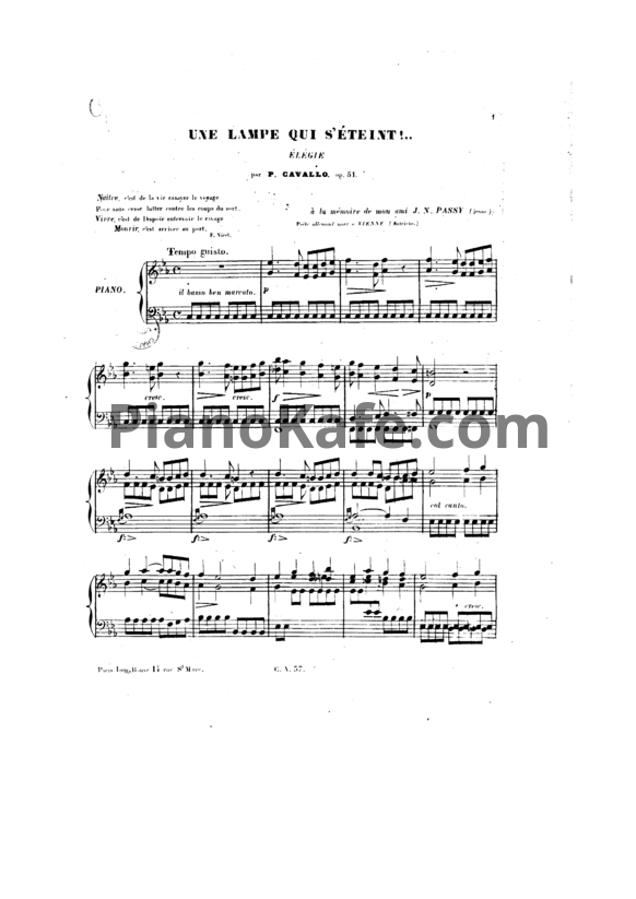 Ноты Peter Cavallo - Une Lampe qui s'éteint!, Op. 51 - PianoKafe.com