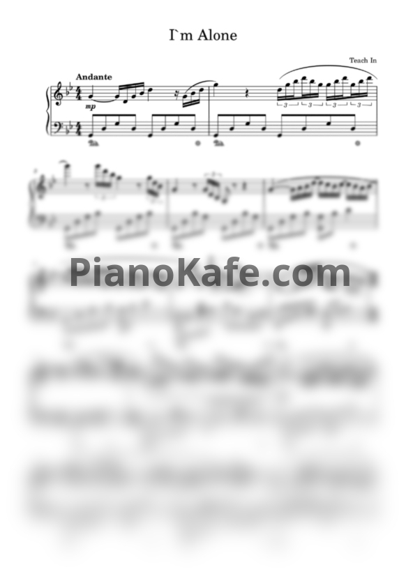 Ноты Teach-In - I'm alone (Я одна) - PianoKafe.com