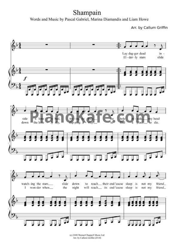 Ноты Marina and the Diamonds - Shampain - PianoKafe.com
