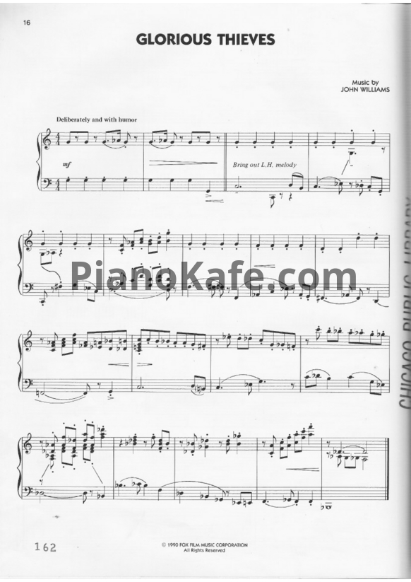 Ноты John Williams - Glorious thieves - PianoKafe.com