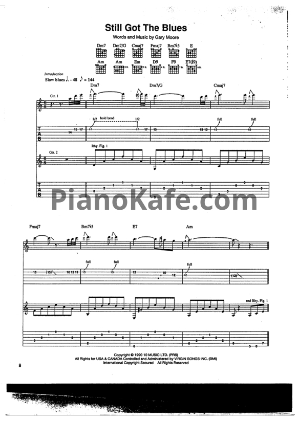 Ноты Gary Moore - Still got the blues (Guitar tabs) - PianoKafe.com