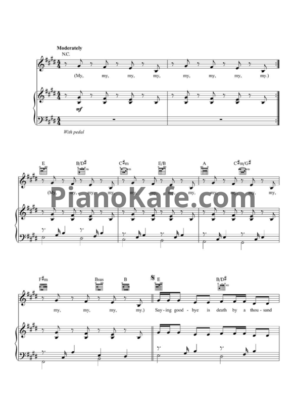 Ноты Taylor Swift - Death by a thousand cuts - PianoKafe.com