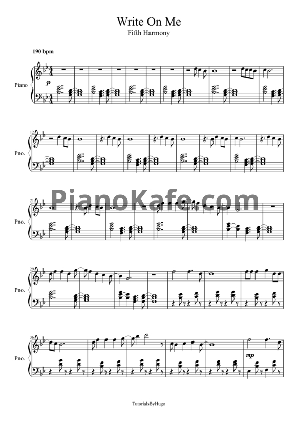 Ноты Fifth Harmony - Write on me - PianoKafe.com