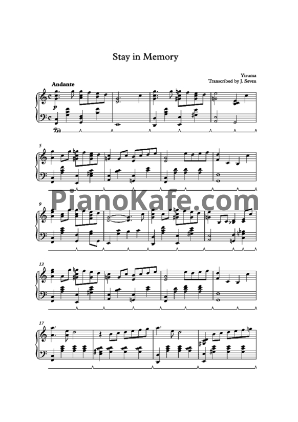 Ноты Yiruma - Stay in memory - PianoKafe.com