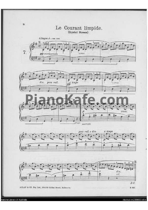 Ноты Фридрих Бургмюллер - Этюд Le Courant limpide (Op. 100, №7) - PianoKafe.com