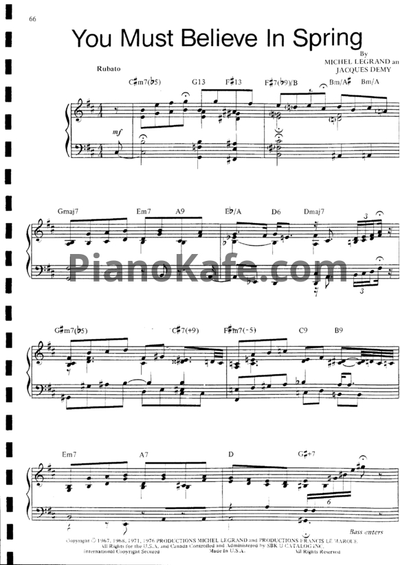 Ноты Bill Evans - You must believe in spring - PianoKafe.com
