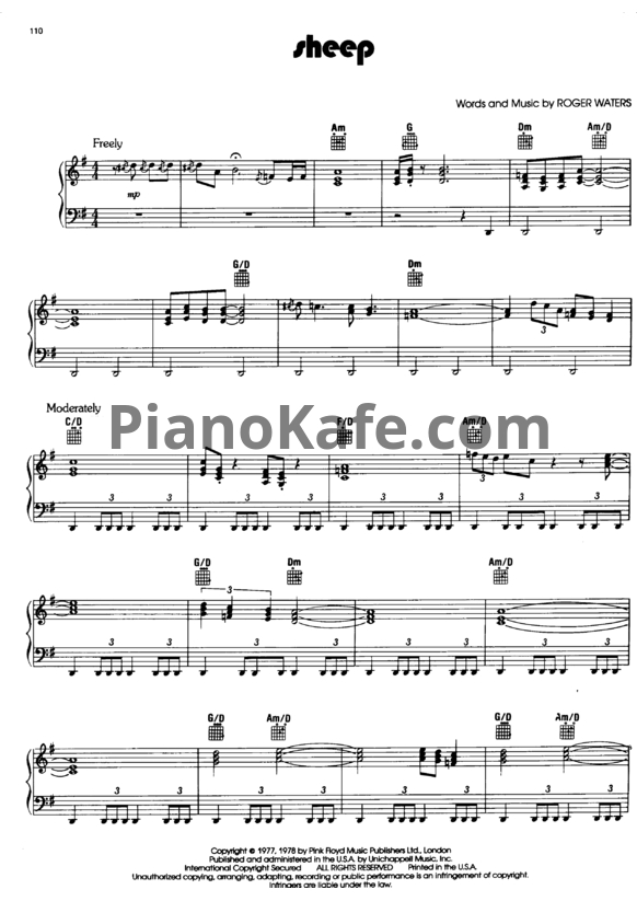 Ноты Pink Floyd - Sheep - PianoKafe.com
