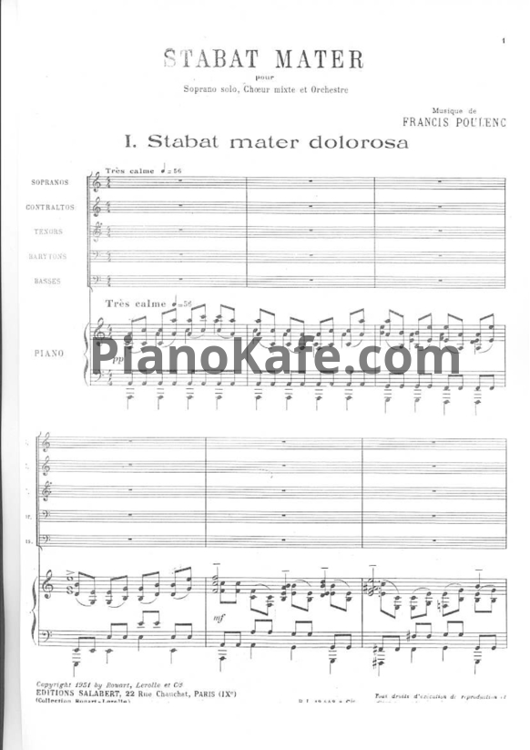 Ноты Франсис Пуленк - Stabat mater dolorosa - PianoKafe.com